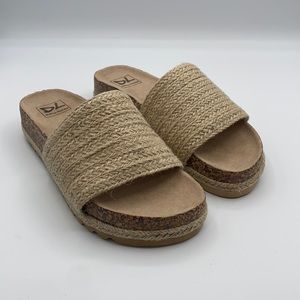 DIRTY LAUNDRY DAYTON JUTE PLATFROM SLIDES-NATURAL